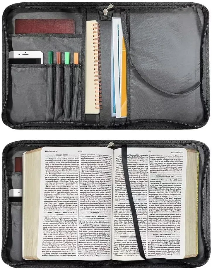 Suobstales Boho Mandala Hummingbird Print Bible Cover for Women Men Waterproof Bible Book Cover PU Leather Bible Case Church Bag with Handle Bible Study Tools Christian Tote Bags, XL