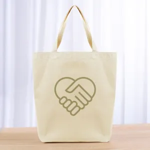 Supporting Heart Tote Bag - khaki