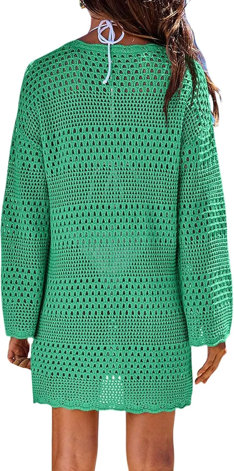 Swimsuit Coverup for Women Light Summer Bathing Suit Swimwear Mesh Knit Beach Dress Breathable Cover Up Crochet Dresses