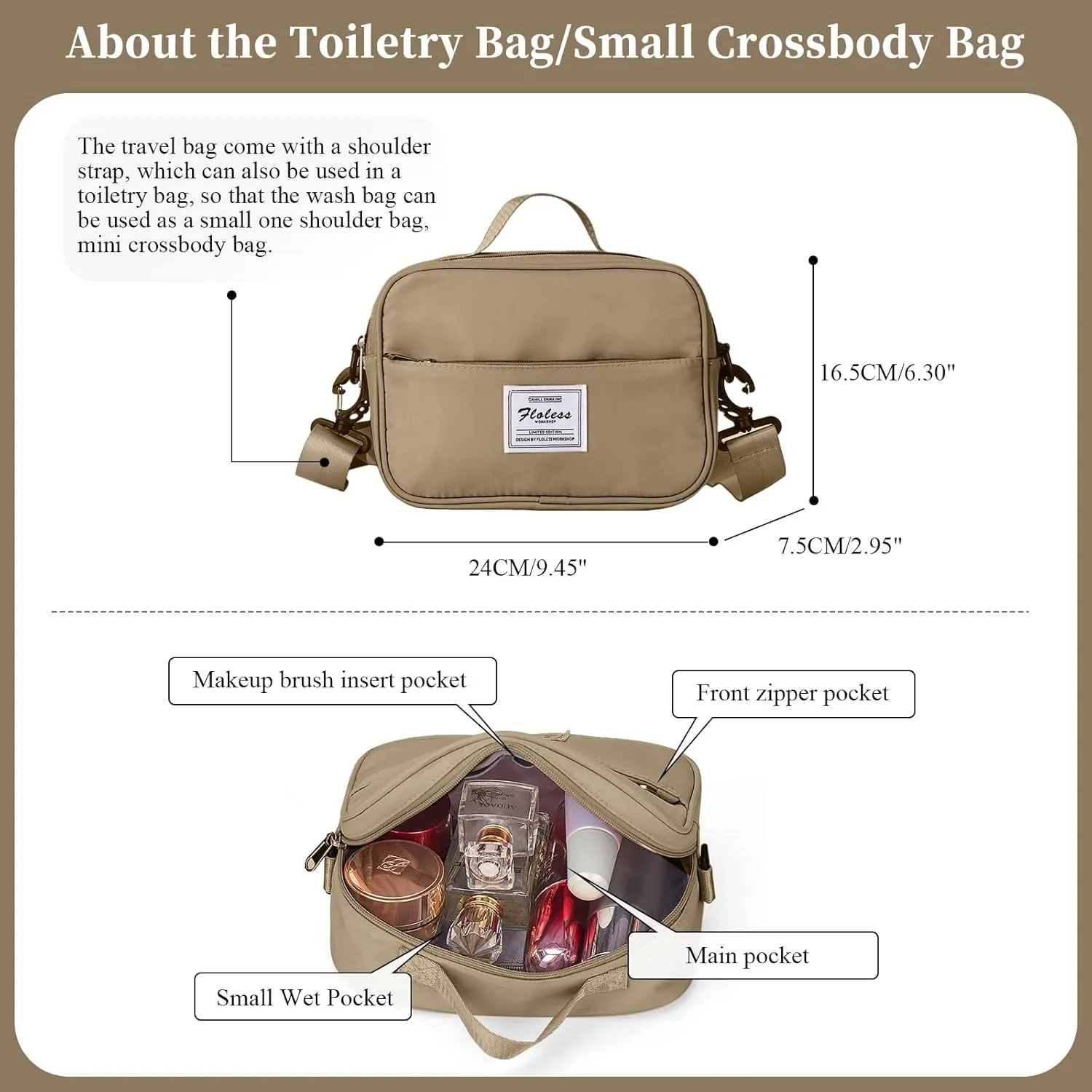 SYCNB Weekender Bags for Women,Travel Duffel Bag with Toiletry Bag,Overnight Weekend Carry On Personal Item Bag with Wet Pocket & Trolley Sleeve,Gym Bag,Light Khaki