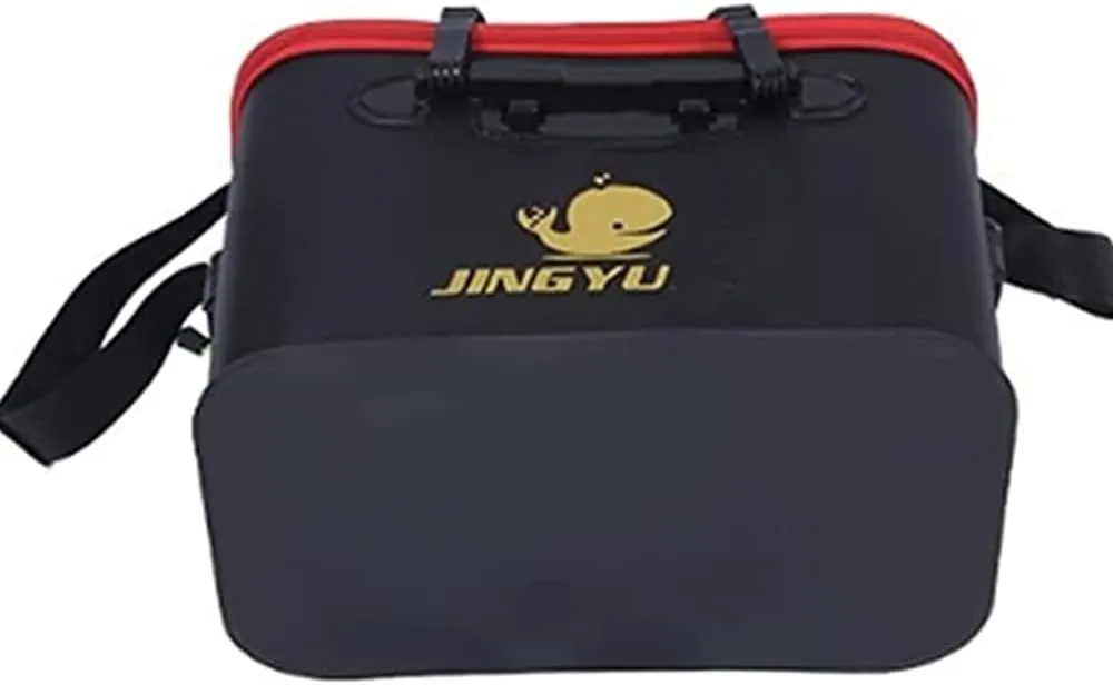 TangDao Foldable Fishing Bucket with Oxygen Pump -Collapsible Water Bucket for Fishing-Multifunctional Portable Fishing Bucket-EVA Fishing Bag (Black, S (40cm*25cm*25cm))