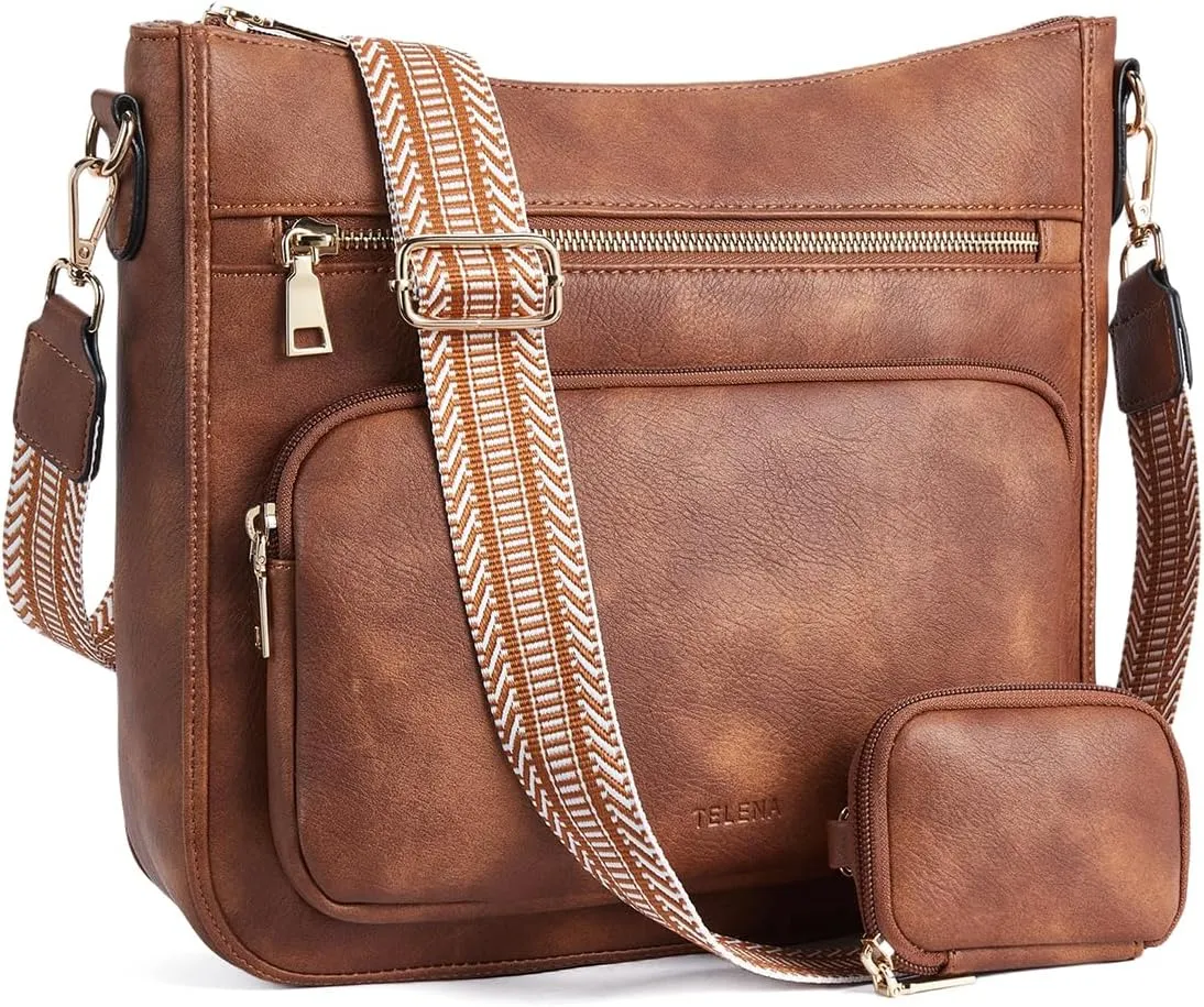 Telena Vegan Leather Crossbody Bags for Women Travel Shoulder Hobo Bag Bucket Large Purse Straps Replacement