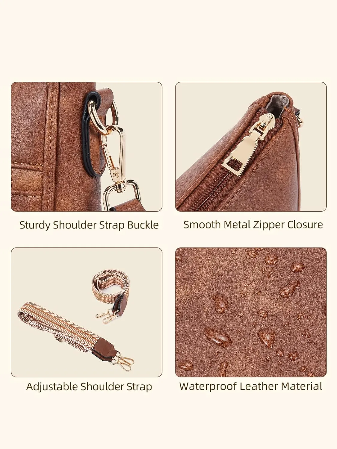 Telena Vegan Leather Crossbody Bags for Women Travel Shoulder Hobo Bag Bucket Large Purse Straps Replacement