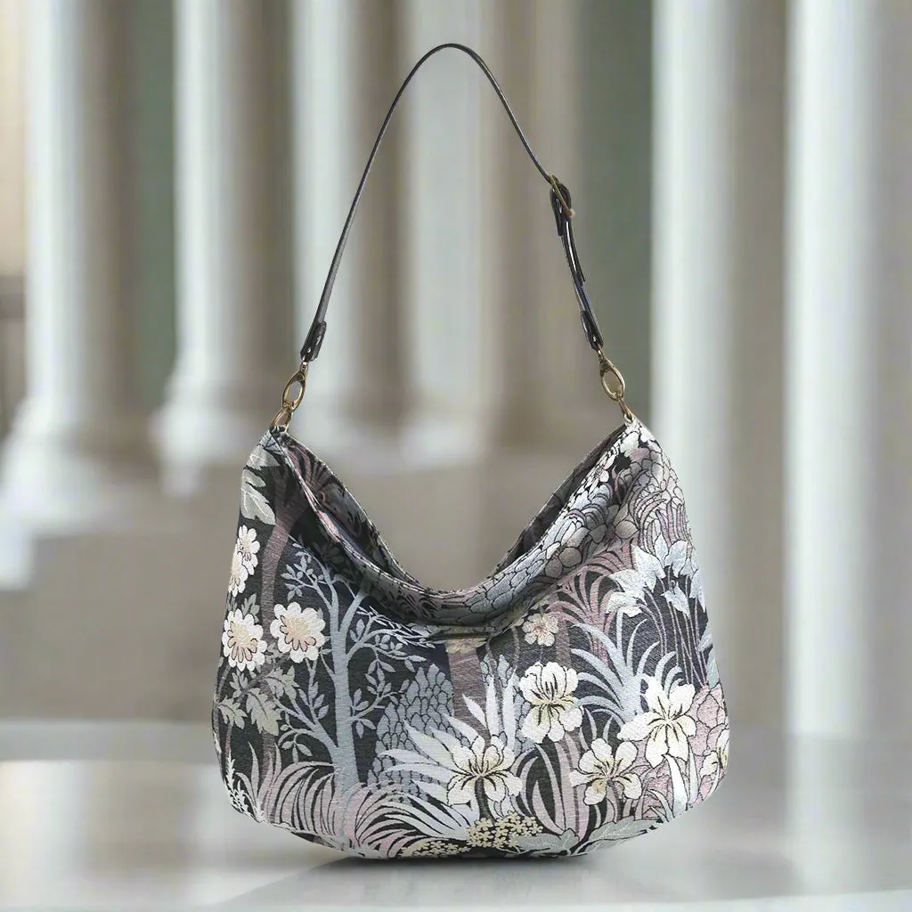 The Grey Floral Hobo Bag