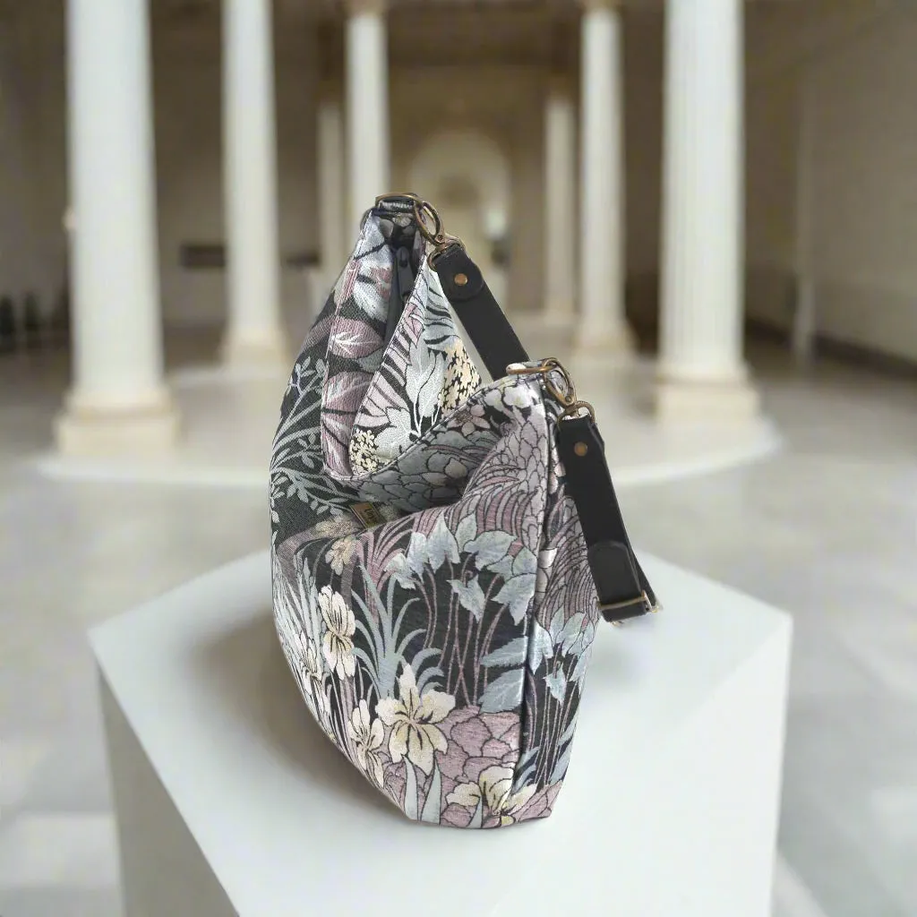 The Grey Floral Hobo Bag