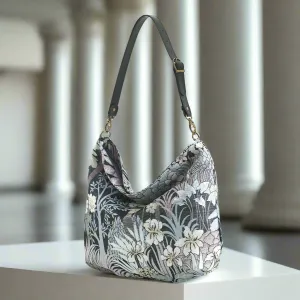 The Grey Floral Hobo Bag