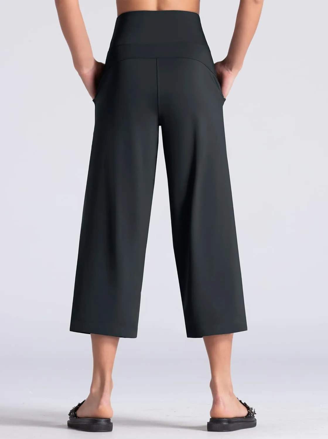 THE GYM PEOPLE Womens' Yoga Pants with Pockets and Tummy Control High Waist in Flare Crop