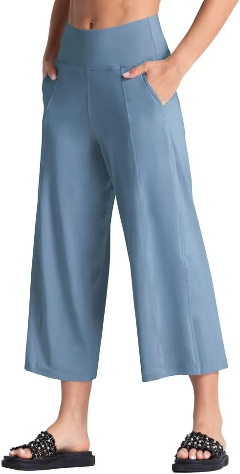 THE GYM PEOPLE Womens' Yoga Pants with Pockets and Tummy Control High Waist in Flare Crop