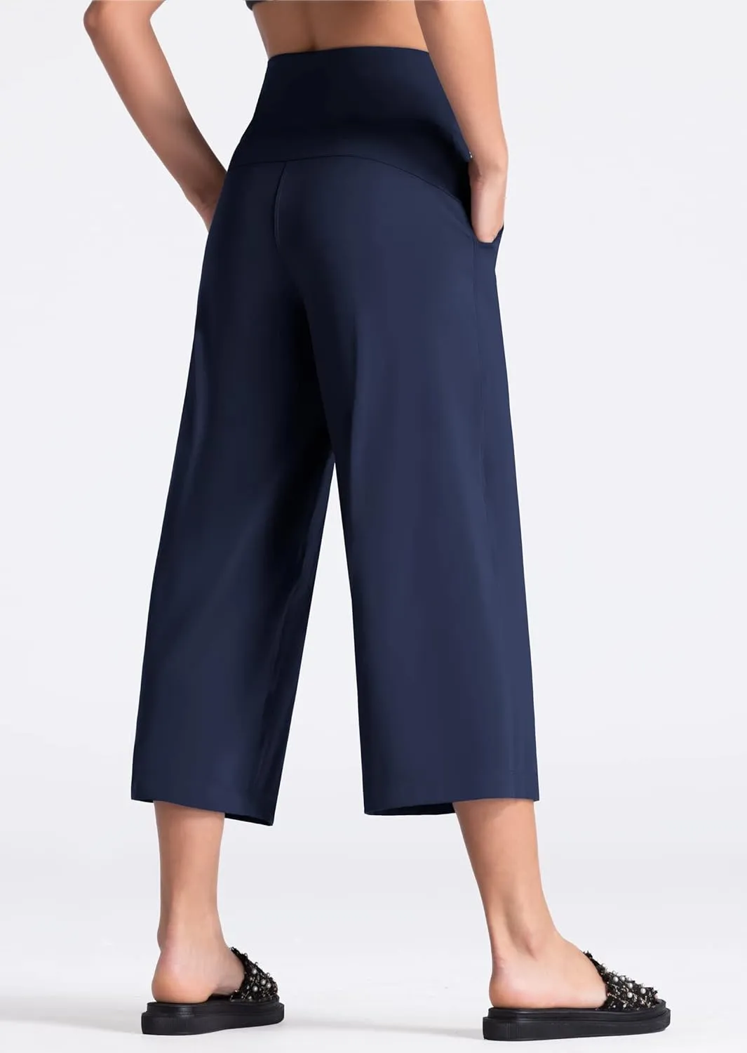 THE GYM PEOPLE Womens' Yoga Pants with Pockets and Tummy Control High Waist in Flare Crop
