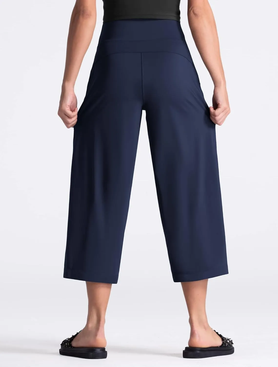 THE GYM PEOPLE Womens' Yoga Pants with Pockets and Tummy Control High Waist in Flare Crop