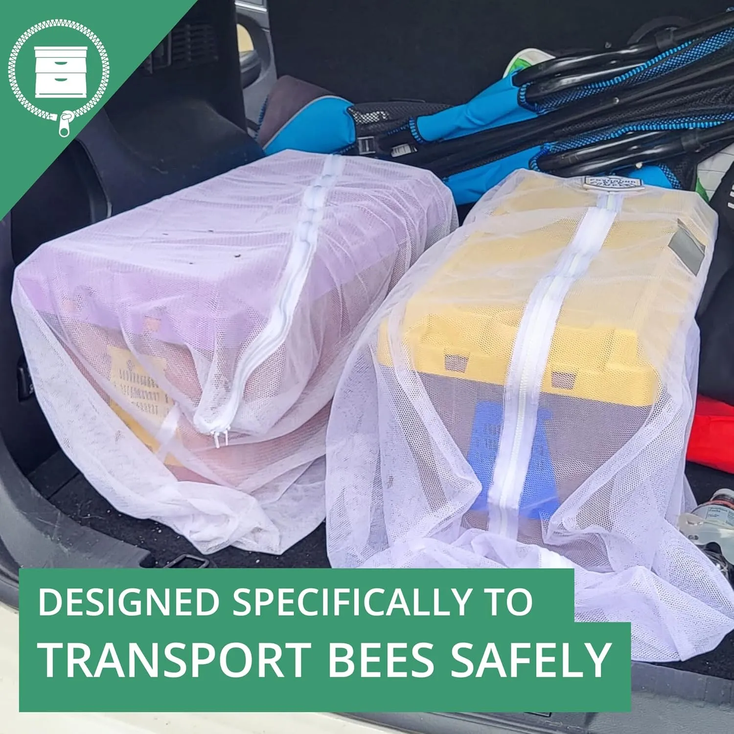 The Mesh Bag Designed for Beekeepers to Move Bees Safely and Securely with High Strength Mesh, YKK Zipper and Safety Lock Stiching - Double Box