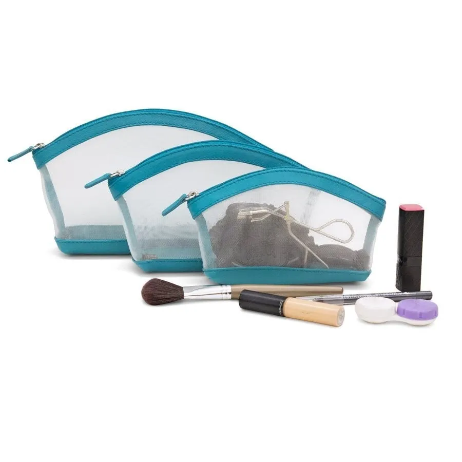 Three Piece Mesh Cosmetic Case Set