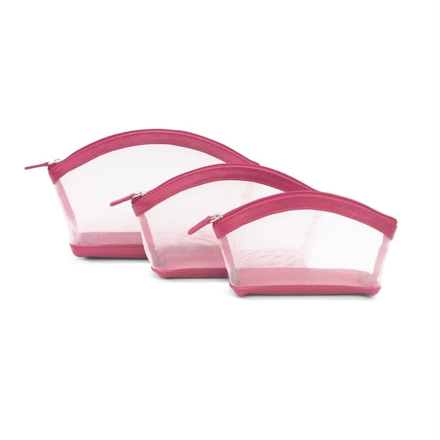 Three Piece Mesh Cosmetic Case Set