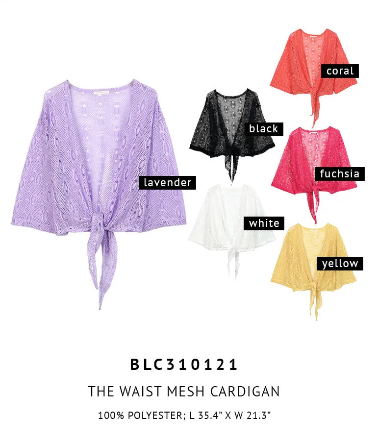 Tie Waist Mesh Cardigan