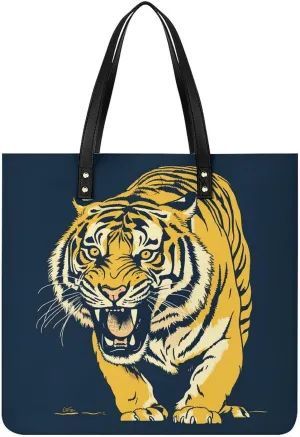 Tiger Painting Art Tote Bag Durable Water-Resistant Handbags Lightweight Tote for Travel Work Book