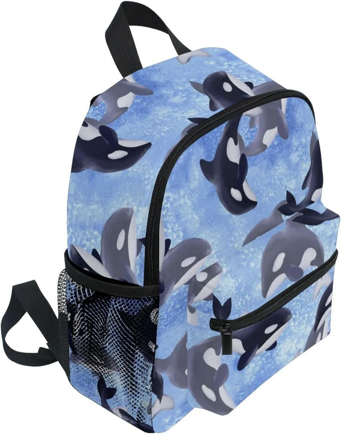 Toddler Backpack for Boys Girls Black Gray Killer Whales Preschool Kindergarten Schoolbag Mini Book Bag For School Travel M