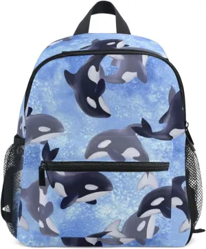 Toddler Backpack for Boys Girls Black Gray Killer Whales Preschool Kindergarten Schoolbag Mini Book Bag For School Travel M