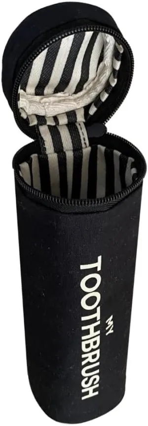 Toothbrush Case for Travel | Toothbrush and Toothpaste Travel Bag | Small Toiletry Pouch for Traveling | Electric Tooth Brush Holder Men & Women | Black