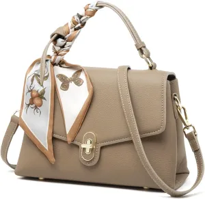 Top Handle Bags for Women, Small Leather Crossbody Bag Shoulder Bag, Ladies Tote Bag with Adjustable Shoulder Strap (Khaki)