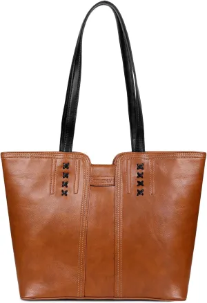 Tote bag for women, large tote bags for women, satchel bag, Womens Handbag Top Handle Satchel Shoulder Bag with Zipper - Premium Faux Leather - Amber