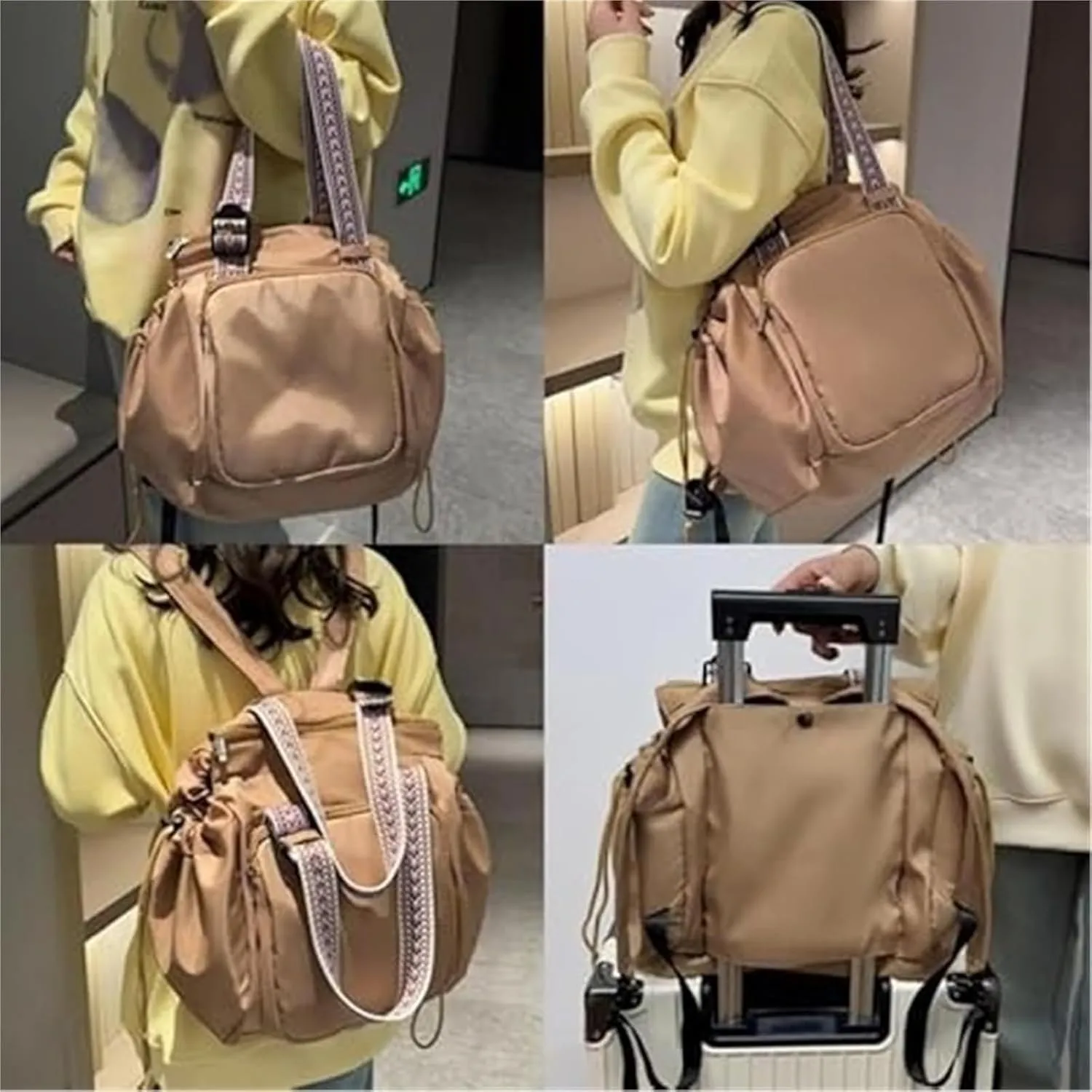 Transformable Cradle Bag Travel Storage Bag, Versatile Large Capability Travel Bag, small gym bag,traveling bag (Beige)