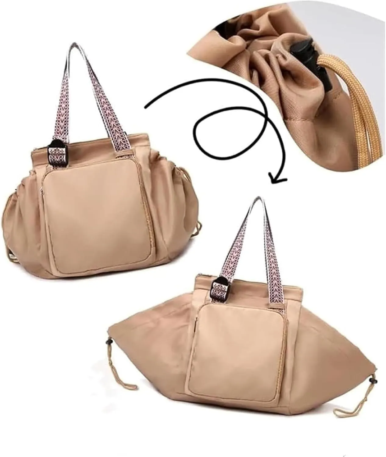 Transformable Cradle Bag Travel Storage Bag, Versatile Large Capability Travel Bag, small gym bag,traveling bag (Brown)