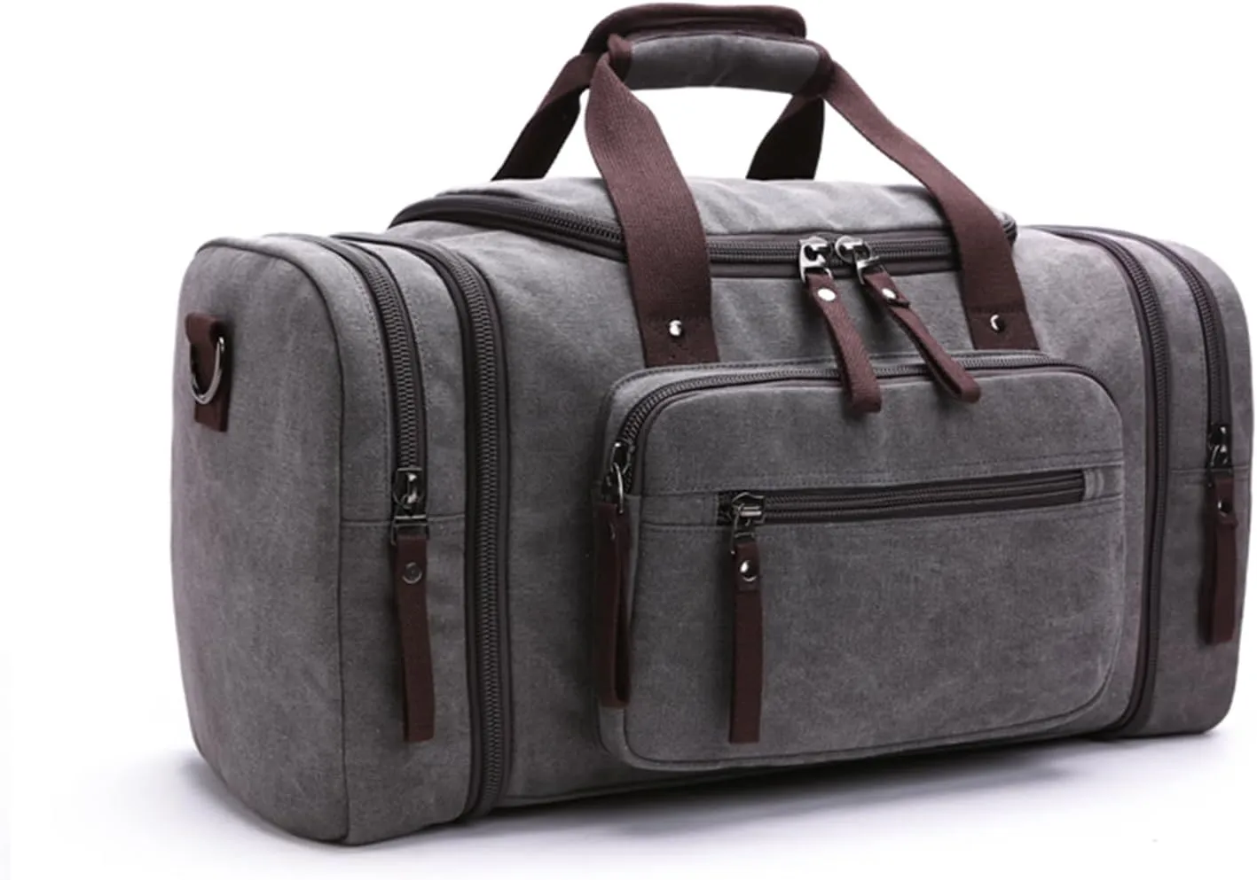 Travel bag for men, hand-held fitness bag, hiking and business trip, large capacity canvas (grey)