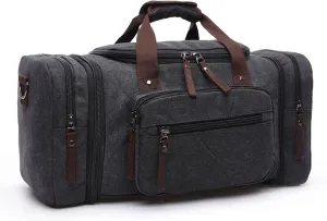 Travel bag for men, large capacity hand luggage bag, canvas crossbody waterproof mountaineering, outdoor sports(black)