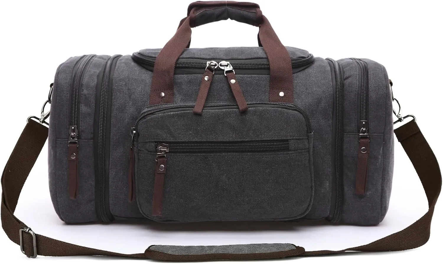 Travel bag for men, large capacity hand luggage bag, canvas crossbody waterproof mountaineering, outdoor sports(black)