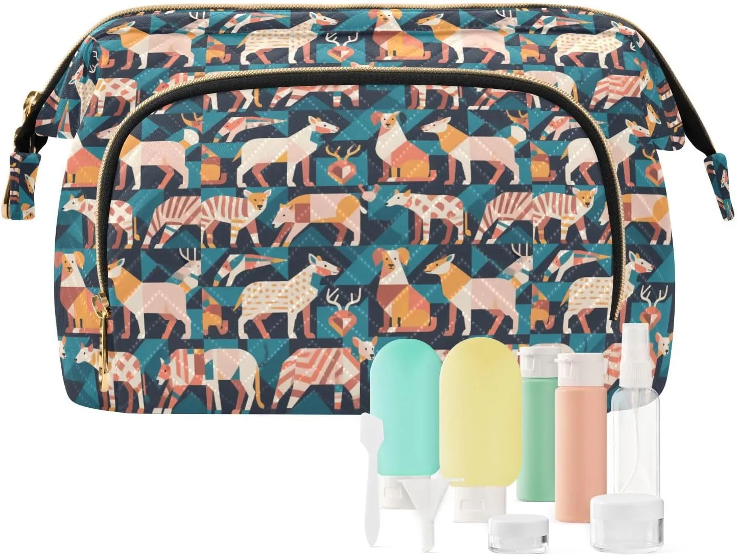 Travel Cosmetic Pouch with Quilted Puffer Style Lightweight Spacious Design