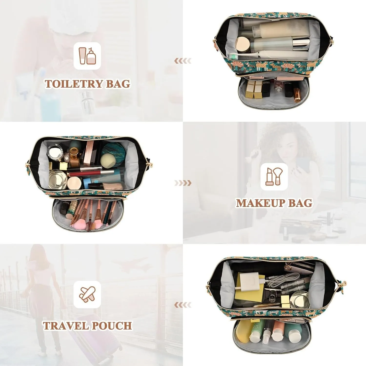 Travel Cosmetic Pouch with Quilted Puffer Style Lightweight Spacious Design
