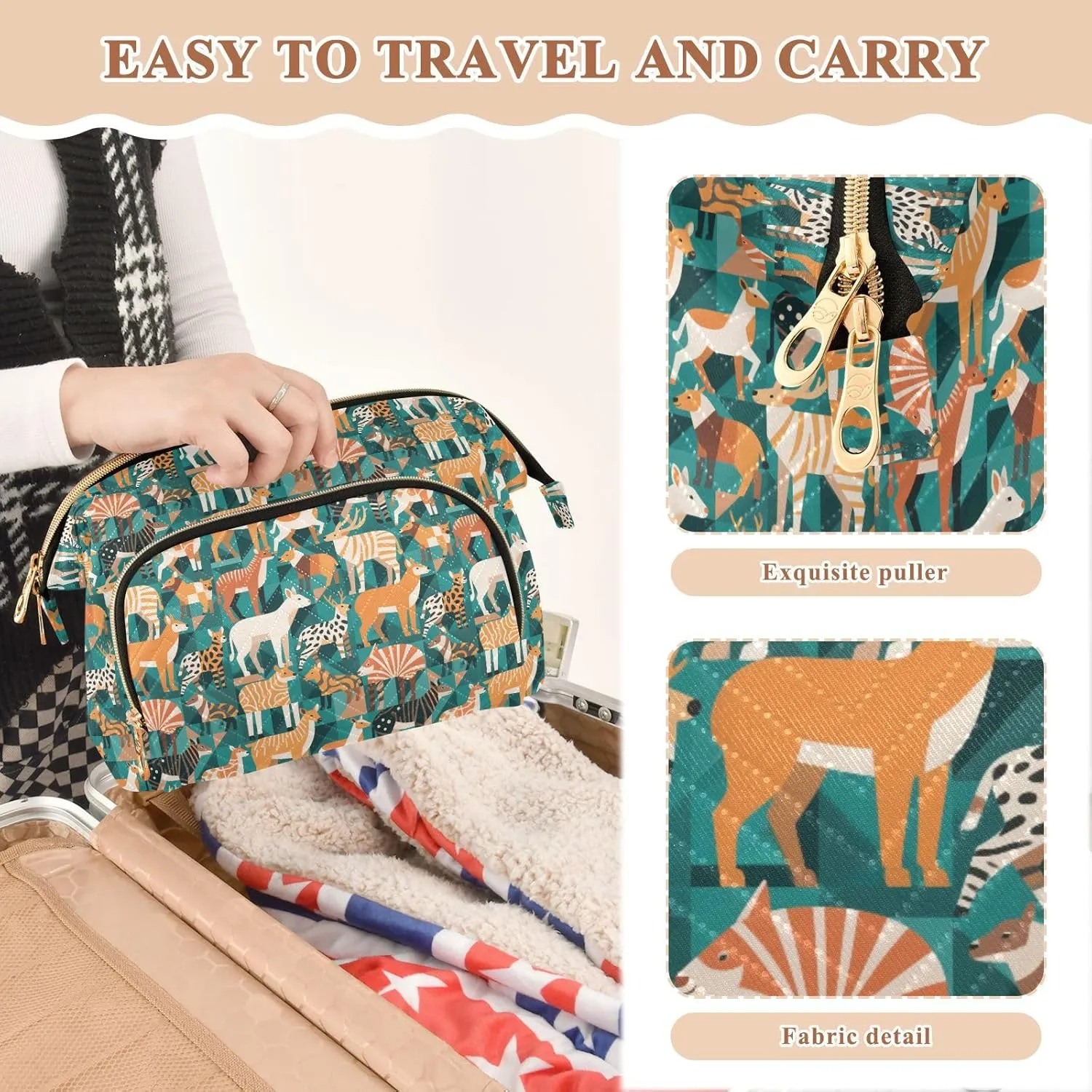 Travel Cosmetic Pouch with Quilted Puffer Style Lightweight Spacious Design
