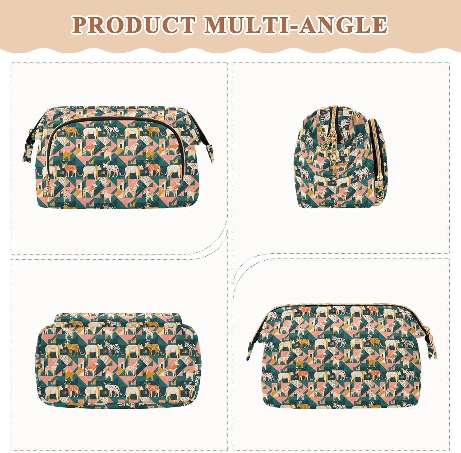 Travel Cosmetic Pouch with Quilted Puffer Style Lightweight Spacious Design