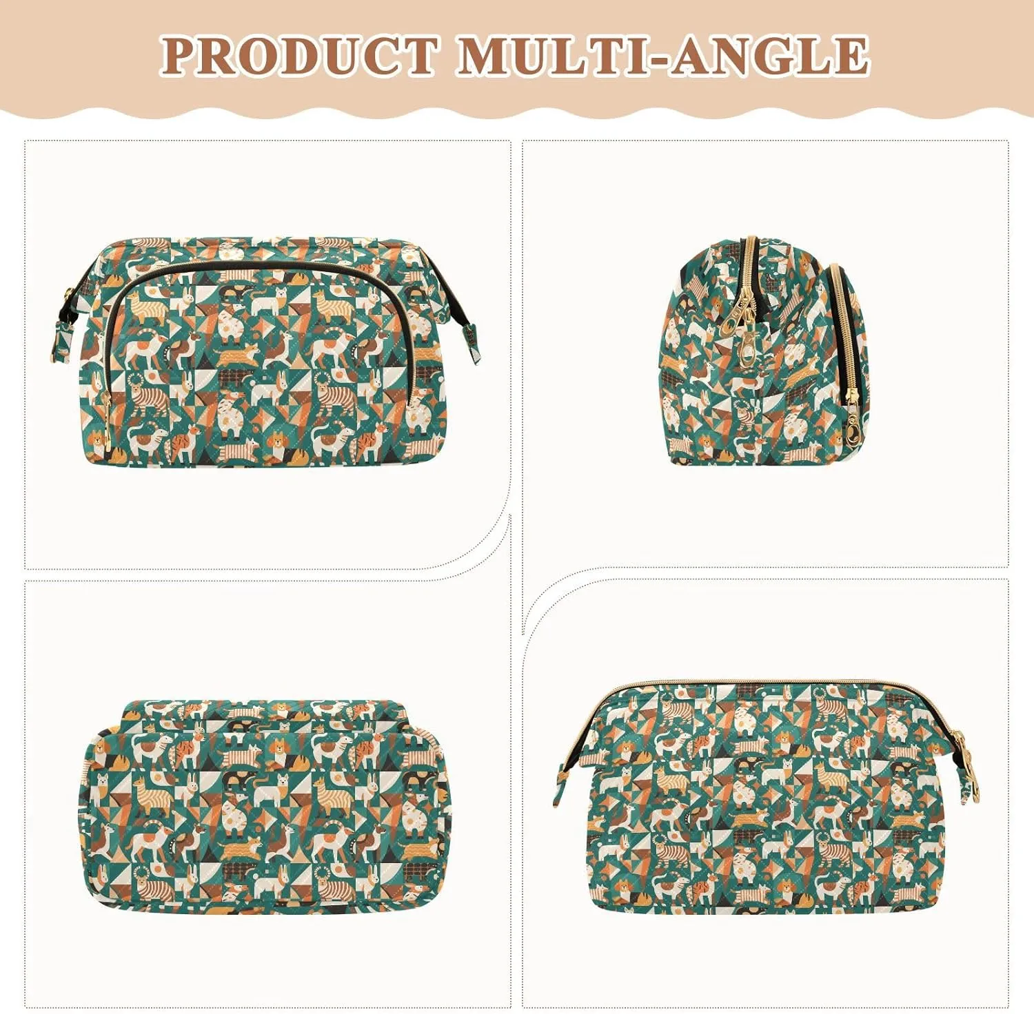Travel Cosmetic Pouch with Quilted Puffer Style Lightweight Spacious Design