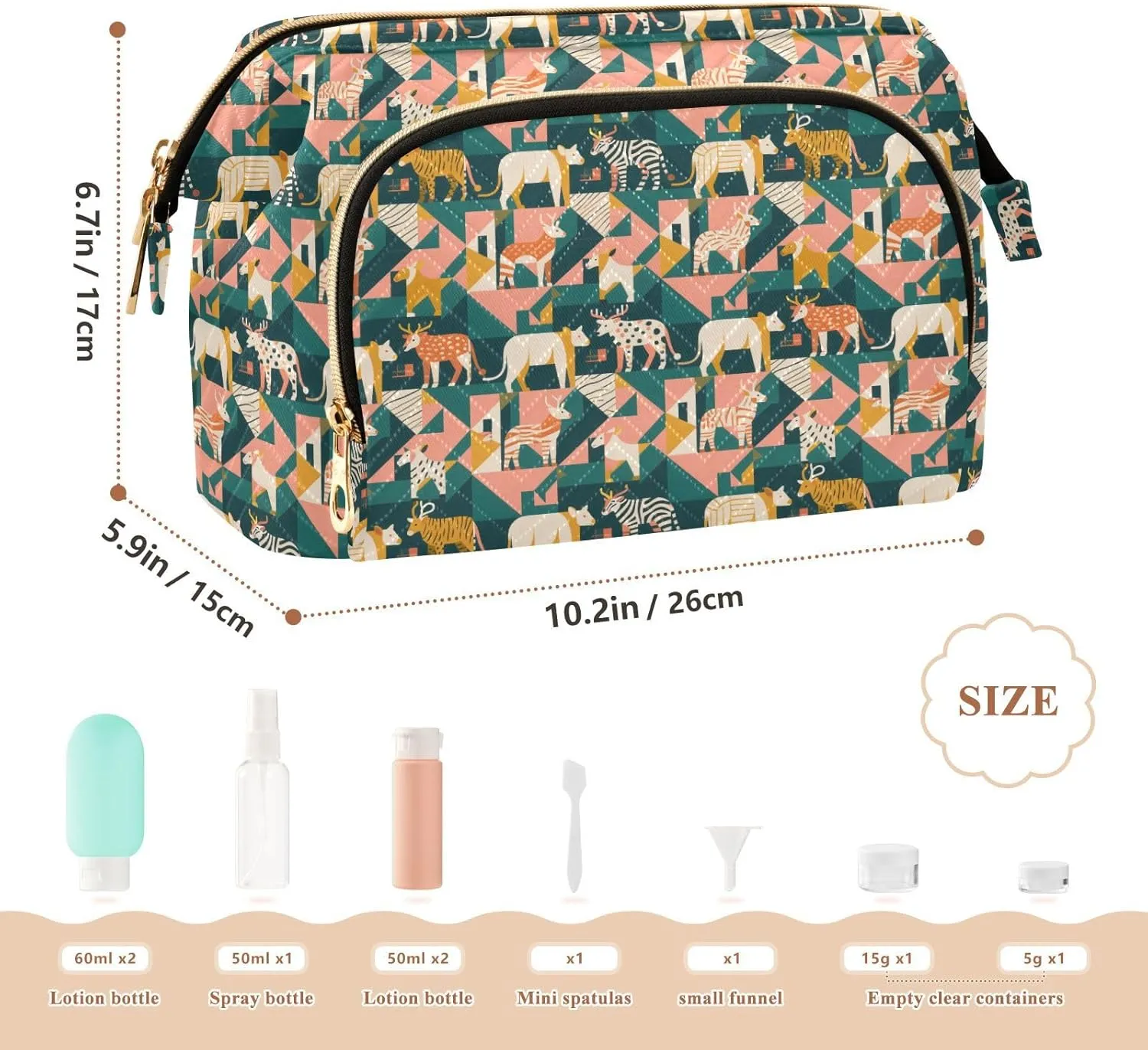 Travel Cosmetic Pouch with Quilted Puffer Style Lightweight Spacious Design