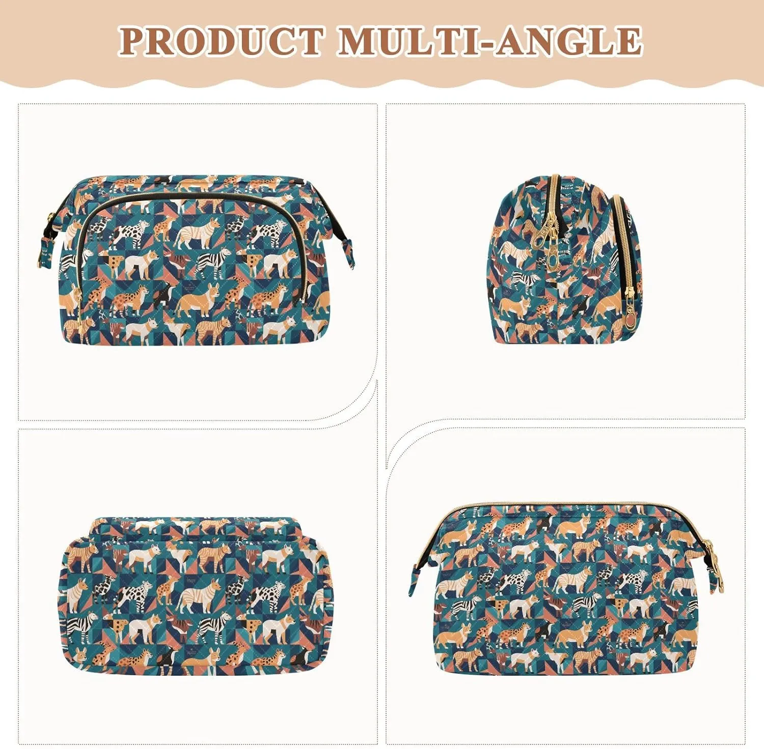 Travel Cosmetic Pouch with Quilted Puffer Style Lightweight Spacious Design