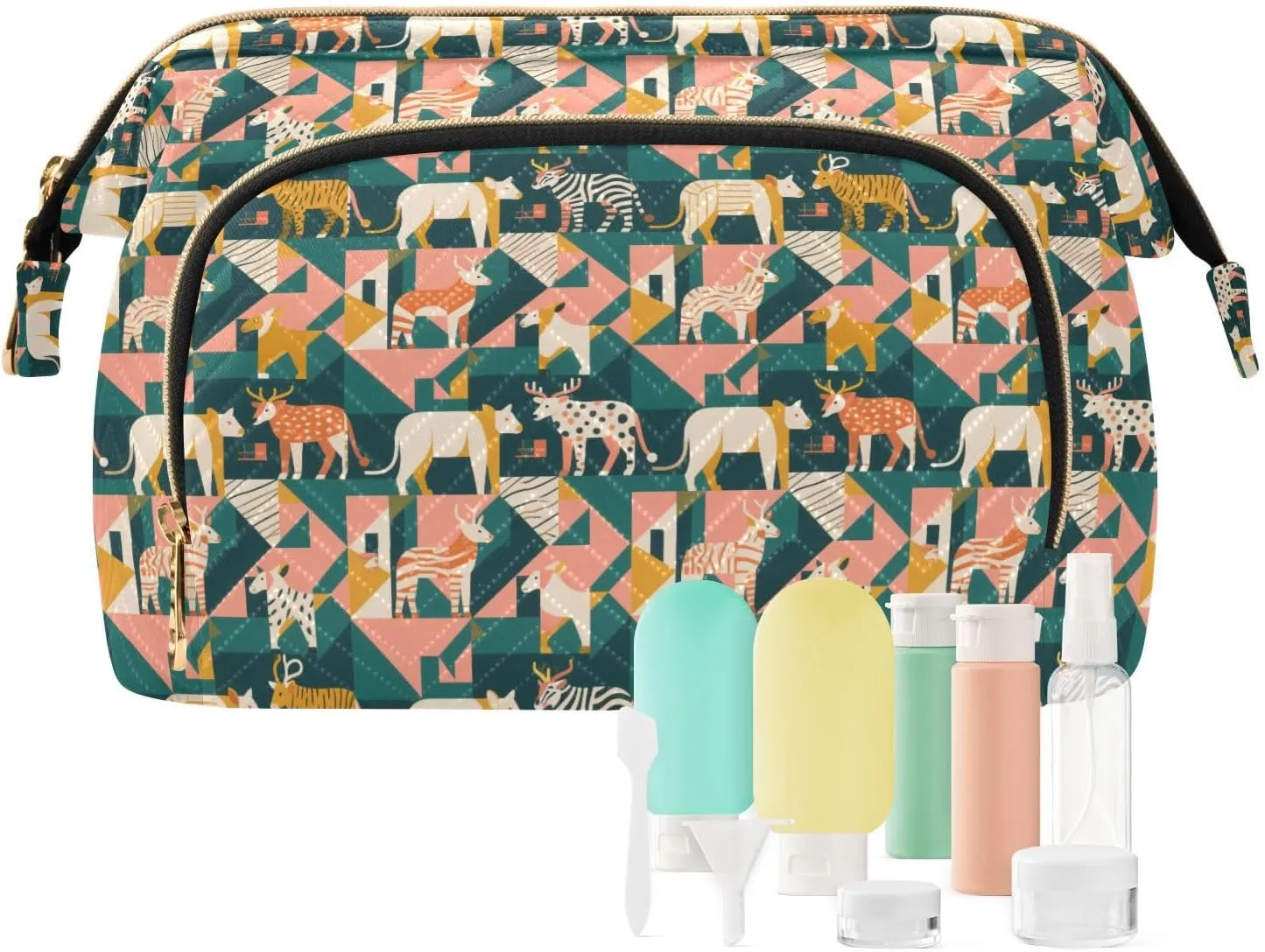 Travel Cosmetic Pouch with Quilted Puffer Style Lightweight Spacious Design