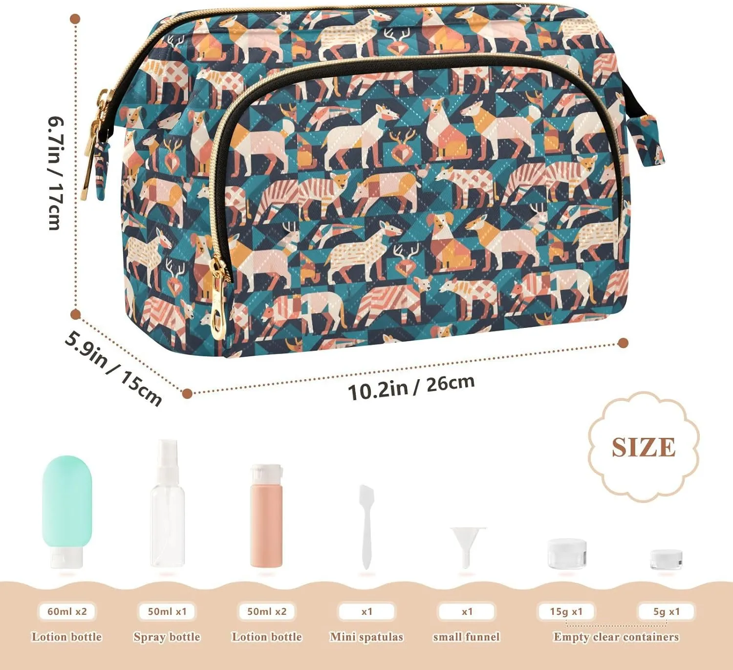 Travel Cosmetic Pouch with Quilted Puffer Style Lightweight Spacious Design
