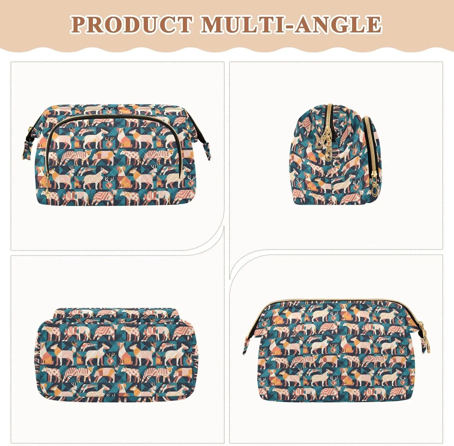 Travel Cosmetic Pouch with Quilted Puffer Style Lightweight Spacious Design