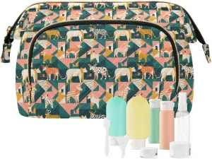 Travel Cosmetic Pouch with Quilted Puffer Style Lightweight Spacious Design