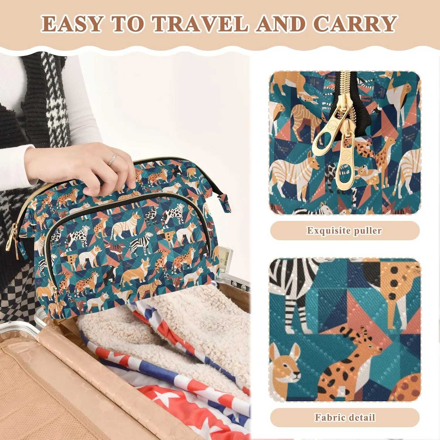 Travel Cosmetic Pouch with Quilted Puffer Style Lightweight Spacious Design