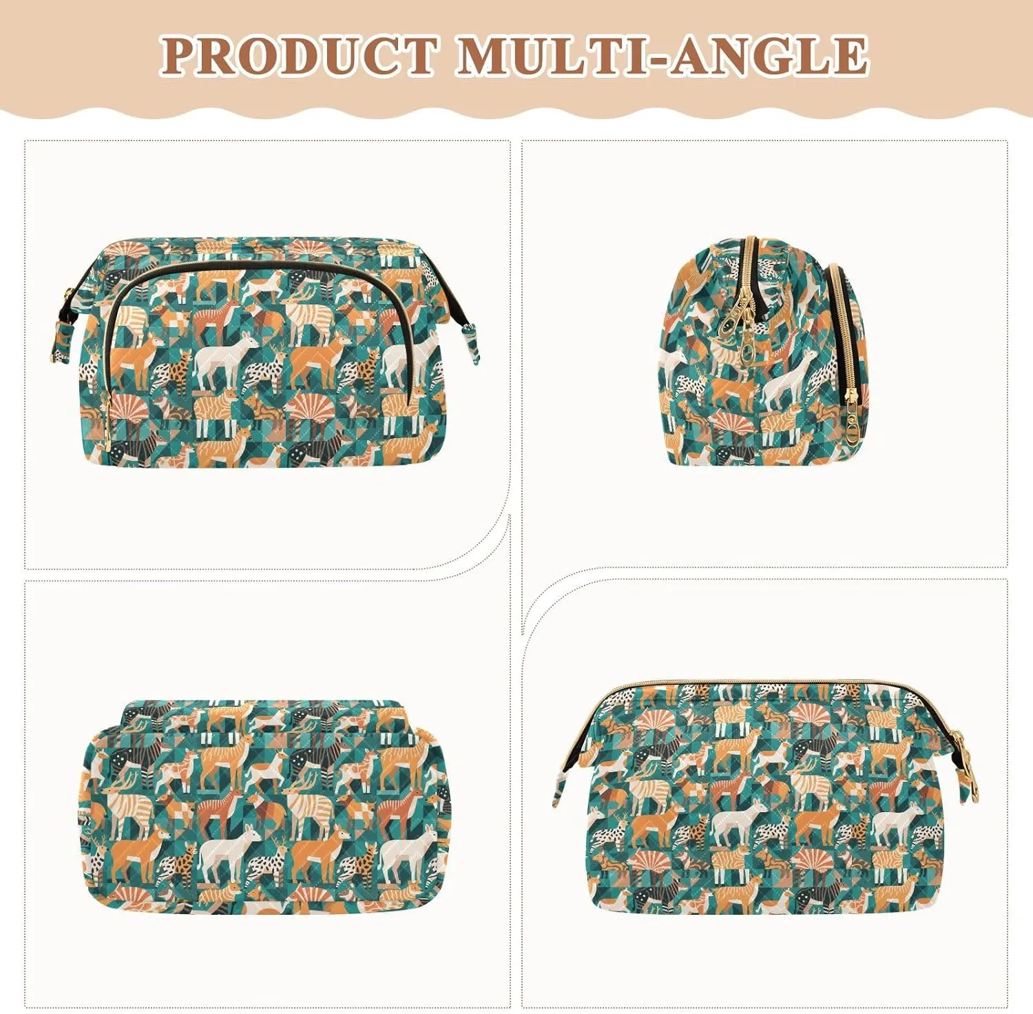 Travel Cosmetic Pouch with Quilted Puffer Style Lightweight Spacious Design