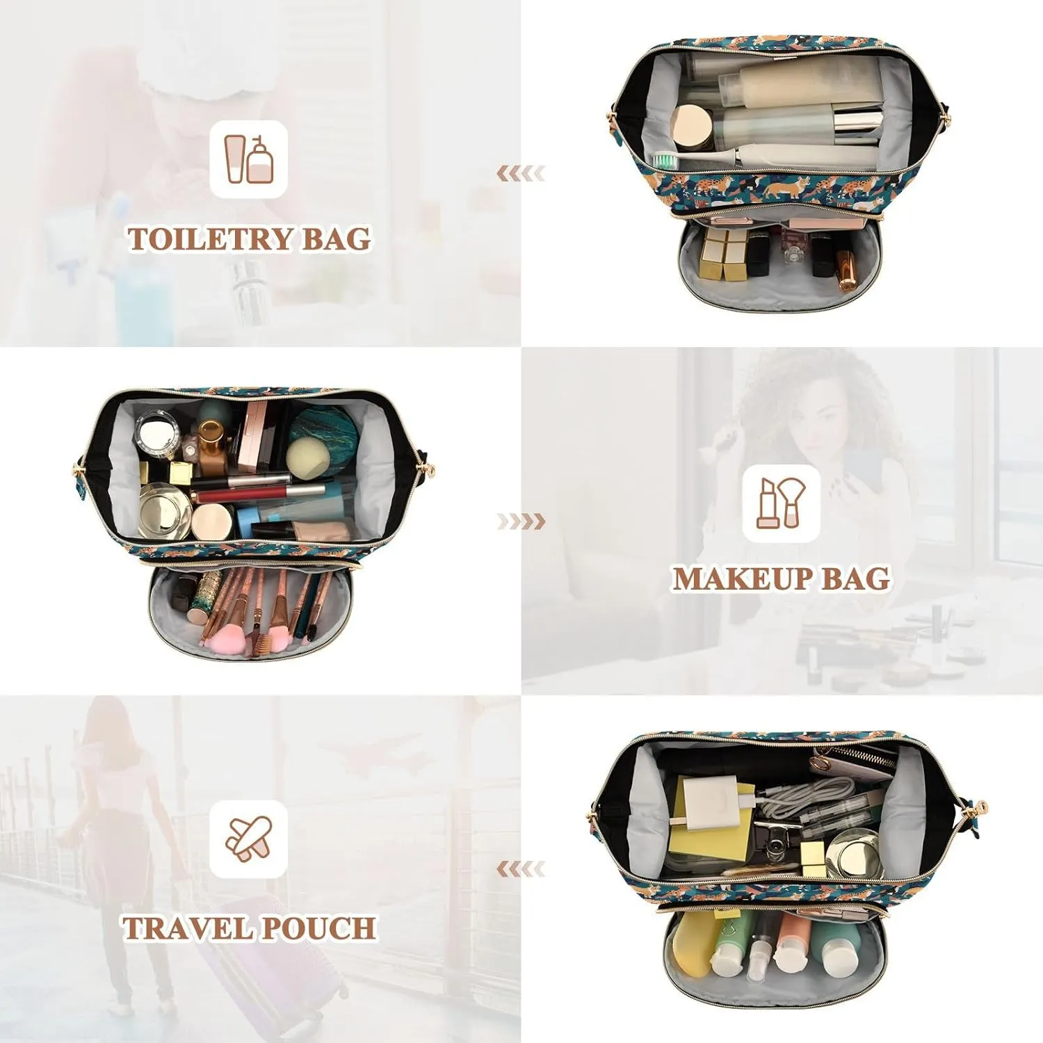 Travel Cosmetic Pouch with Quilted Puffer Style Lightweight Spacious Design