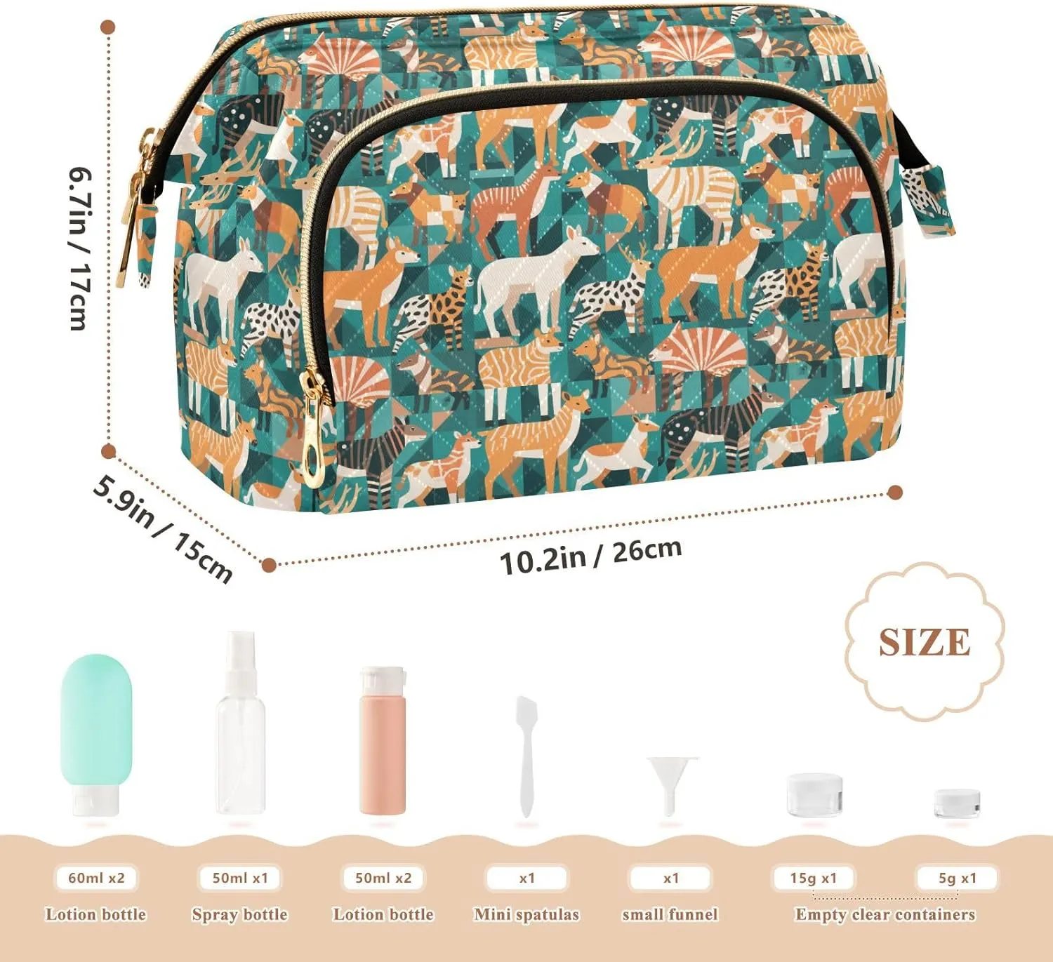 Travel Cosmetic Pouch with Quilted Puffer Style Lightweight Spacious Design