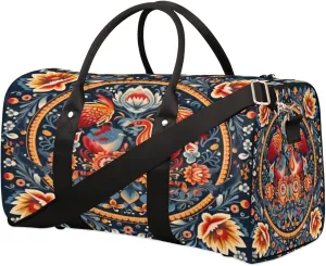 Travel Duffel Bag Ukrainian Traditional Ornaments Flower Waterproof Sport Gym Bag Foldable Travel Bag Overnight Bag Weekender Bag Handbag Sports Duffle Bags for Women Men Boys Girls