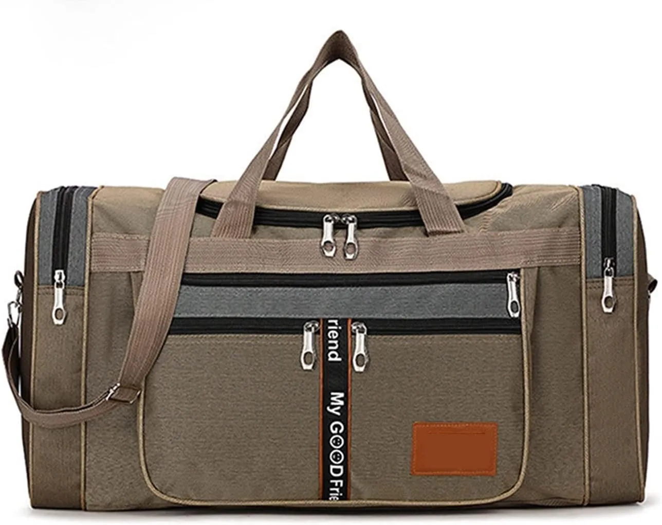 Travel Duffel Bags Canvas Men Travel Bag Large Capacity Travel Handbags Portable Outdoor Carry Luggage Bags Women Weekend Duffle Bags(Khaki)