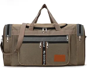 Travel Duffel Bags Canvas Men Travel Bag Large Capacity Travel Handbags Portable Outdoor Carry Luggage Bags Women Weekend Duffle Bags(Khaki)