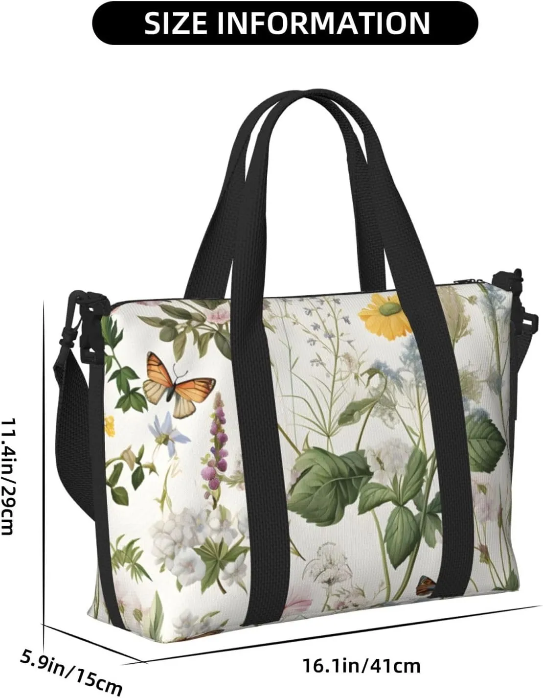 Travel Duffle Bag Floral Tropical Leaves Weekender Overnight Bags Luggage Bag for Women Men Waterproof Sports Gym Bag Hand Bag with Shoulder Strap