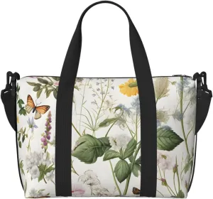 Travel Duffle Bag Floral Tropical Leaves Weekender Overnight Bags Luggage Bag for Women Men Waterproof Sports Gym Bag Hand Bag with Shoulder Strap