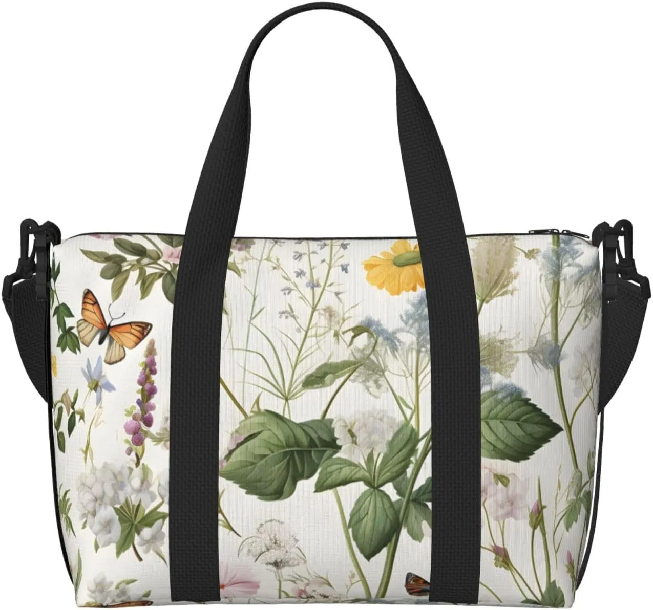 Travel Duffle Bag Floral Tropical Leaves Weekender Overnight Bags Luggage Bag for Women Men Waterproof Sports Gym Bag Hand Bag with Shoulder Strap